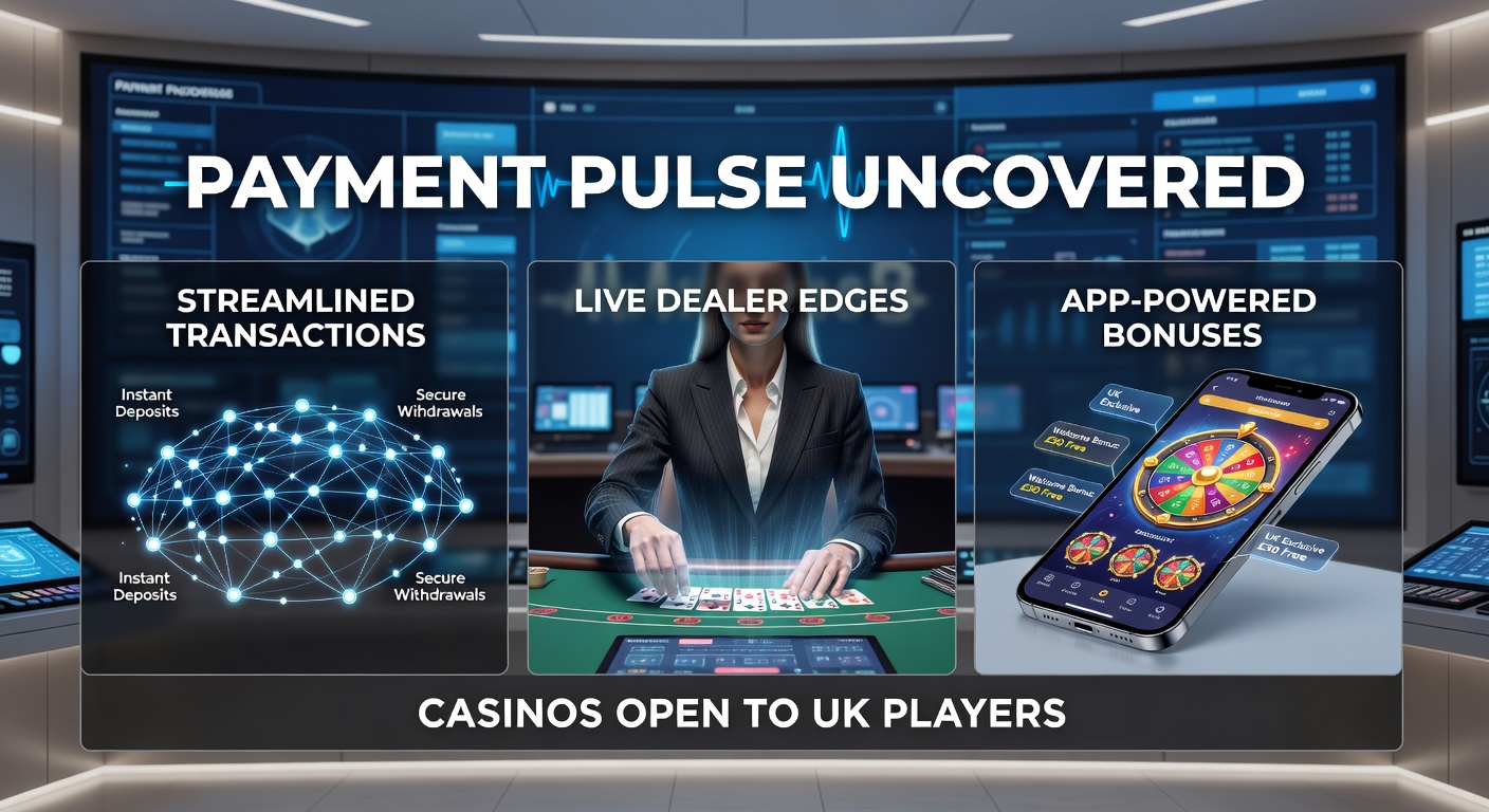 Digital payment streams flowing into a vibrant casino interface with live dealer tables and mobile app icons highlighting bonuses