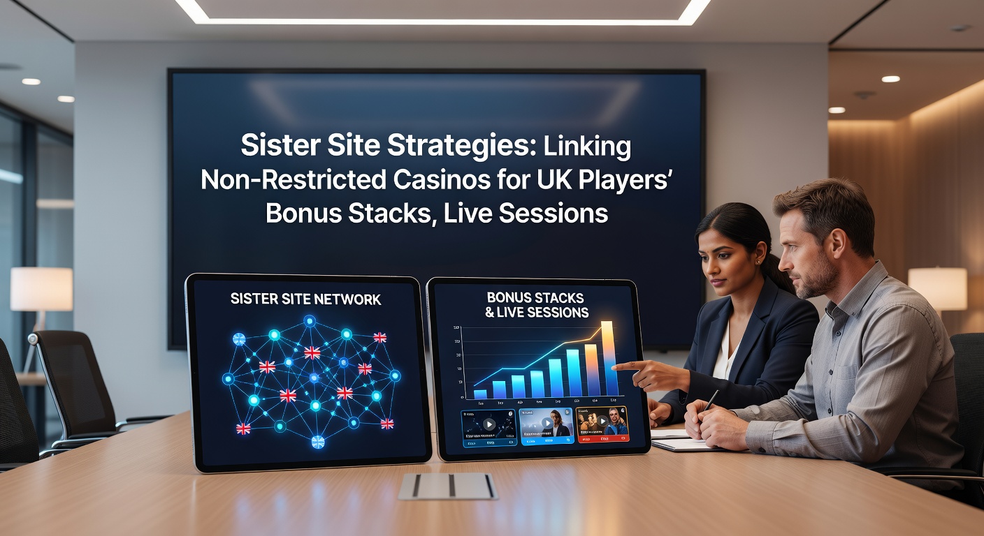 Screenshot of bonus stacking interface across linked casino sister sites with live dealer streams and cryptocurrency wallet icons
