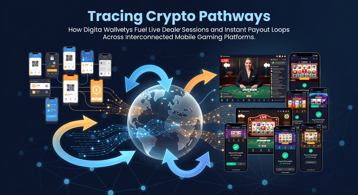 Illustration of digital wallet connections linking mobile devices to live dealer tables and instant payout flows